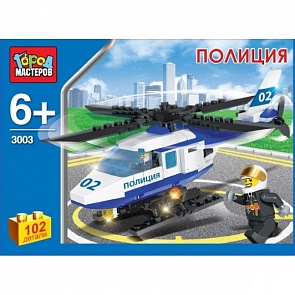 Конструктор – «Полицейский вертолет», 102 деталей (Город Мастеров, KK-3003-Rsim)